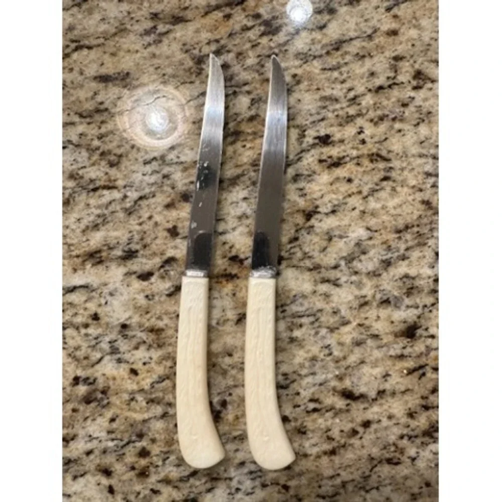 Imperial Stainless USA Steak‎ Knives Set of 2 Faux Bone Handles